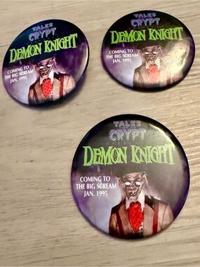 Vtg 1995 Tales from the Crypt DEMON KNIGHT Movie Promo Pin Button LOT of 3